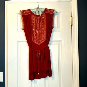 Anthropologie Embellished Belted Tunic